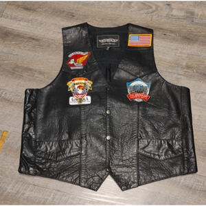 Unik Illinois Gold Wing Road Riders Assoc Motorcycle Black Leather Vest Size 46